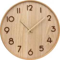 Zegar ścienny z drewna - kolor beżowy