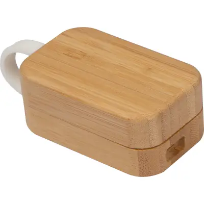 Słuchawki bezprzewodowe w bambusowym pudełku - kolor beżowy
