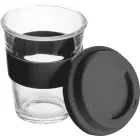 Szklany kubek z pokrywką 300 ml - kolor czarny