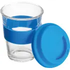 Szklany kubek z pokrywką 300 ml - kolor niebieski