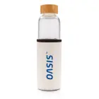 Szklana butelka sportowa 550 ml w pokrowcu - kolor biały