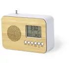 Zegar na biurko z alarmem, radio - kolor brązowy