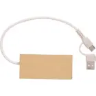Hub USB 2.0 z kartonu z recyklingu - kolor brązowy