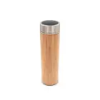 Bambusowy termos 500 ml, posiada sitko zatrzymujące fusy oraz cyfrowy wyświetlacz temperatury napojów - kolor drewno