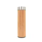Bambusowy termos 500 ml, posiada sitko zatrzymujące fusy oraz cyfrowy wyświetlacz temperatury napojów - kolor drewno