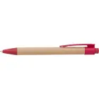 Długopis z kartonu z elementami ze słomy pszenicznej kolor czerwony