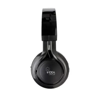 Bezprzewodowe słuchawki nauszne z podświetleniem logotypu - kolor czarny