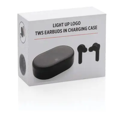 Bezprzewodowe słuchawki douszne TWS Light Up Logo - kolor czarny