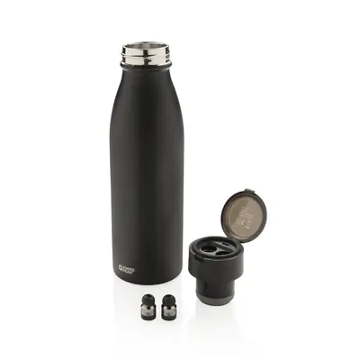 Butelka próżniowa 580 ml bezprzewodowe słuchawki Swiss Peak - kolor czarny