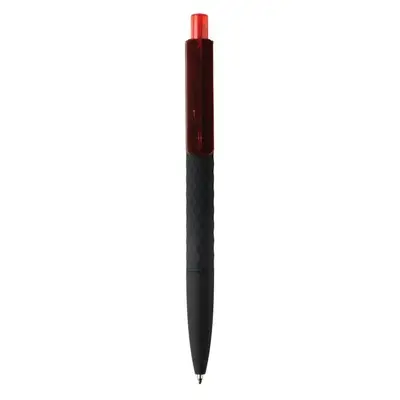 Delikatny w dotyku czarny długopis X3 z czerwonym klipem