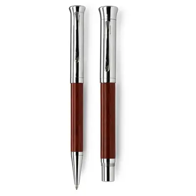 Zestaw piśmienny, długopis i pióro kulkowe kolor drewno