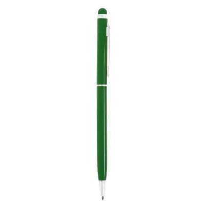 Długopis z gumową końcówką - zielony
