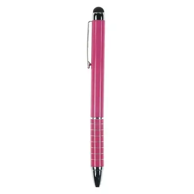 Różowy długopis z czarną gumową końcówką
