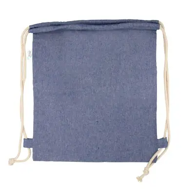 Worek ze sznurkiem z bawełny z recyklingu B'RIGHT - kolor niebieski