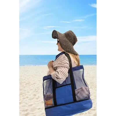 Torba plażowa, na zakupy, torba termoizolacyjna RPET - Maxwell kolor granatowy