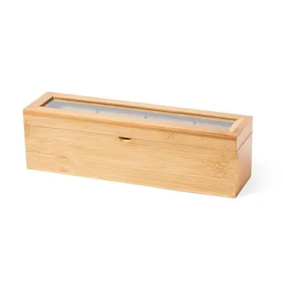 Bambusowe pudełko na herbatę - kolor jasnobrązowy
