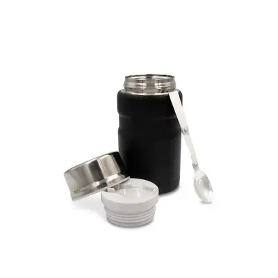 Termiczny pojemnik na żywność 650 ml Air Gifts, składana łyżka - kolor czarny