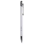 Długopis z czarną gumową końcówką - biały