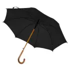 Czarny parasol z drewnianą rączką