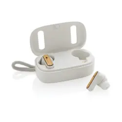 Bezprzewodowe słuchawki douszne TWS, plastik z recyklingu kolor biały