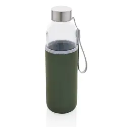 Szklana butelka sportowa 500 ml w pokrowcu - zielony