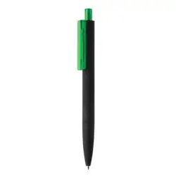 Delikatny w dotyku czarny długopis X3 z zielonym klipem