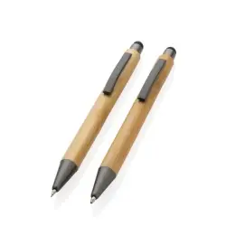 Bambusowy zestaw piśmienny, długopis i ołówek kolor brązowy