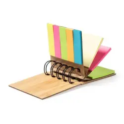 Bambusowy zestaw do notatek, karteczki samoprzylepne - kolor jasnobrązowy