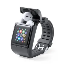 Monitor aktywności, bezprzewodowy zegarek wielofunkcyjny, bezprzewodowe słuchawki douszne kolor czarny