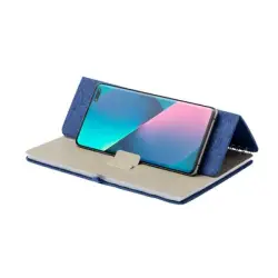 Notatnik RPET ok. A5, stojak na telefon, stojak na tablet kolor niebieski