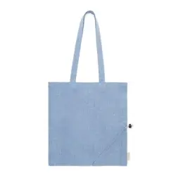 Torba na zakupy z bawełny z recyklingu, składana kolor niebieski