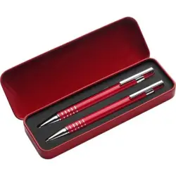 Zestaw piśmienny, długopis i ołówek kolor czerwony