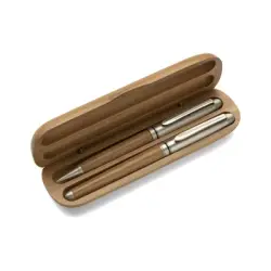 Zestaw piśmienny, długopis i pióro kulkowe kolor drewno