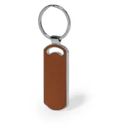 Brelok do kluczy ze skóry z recyklingu - kolor brązowy