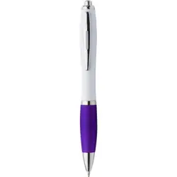 Długopis z kolorowym gumowym uchwytem - fioletowy