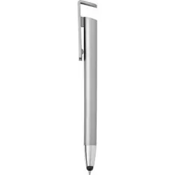 Długopis touch pen stojak na telefon - srebrny