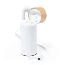 Power bank 4500 mAh bezprzewodowe słuchawki douszne kolor biały