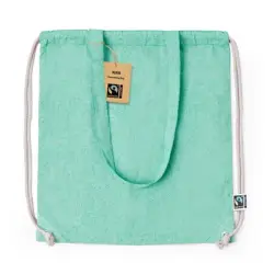 Worek ze sznurkiem z bawełny z recyklingu torba na zakupy kolor zielony