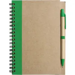 Notes ekologiczny z długopisem - kolor zielony