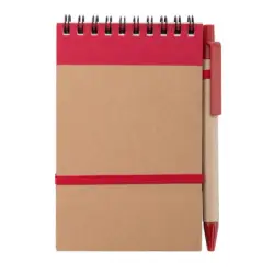 Czerwony notatnik z długopisem