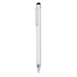 Biały długopis z czarną gumową końcówką