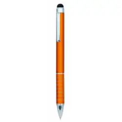 Pomarańczowy długopis z czarną gumową końcówką