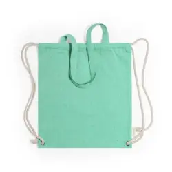 Worek ze sznurkiem i torba na zakupy z bawełny z recyklingu, 2 w 1 - zielony