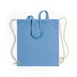 Worek ze sznurkiem i torba na zakupy z bawełny z recyklingu, 2 w 1 - niebieski