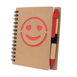 Notatnik ok. B7 "uśmiechnięta buzia" z długopisem kolor czerwony