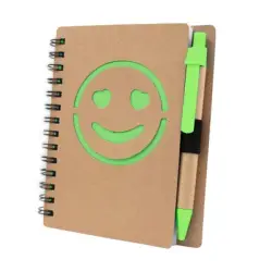 Notatnik ok. B7 "uśmiechnięta buzia" z długopisem kolor zielony