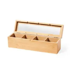Bambusowe pudełko na herbatę - kolor jasnobrązowy