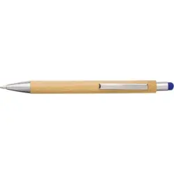 Bambusowy długopis, touch pen kolor niebieski