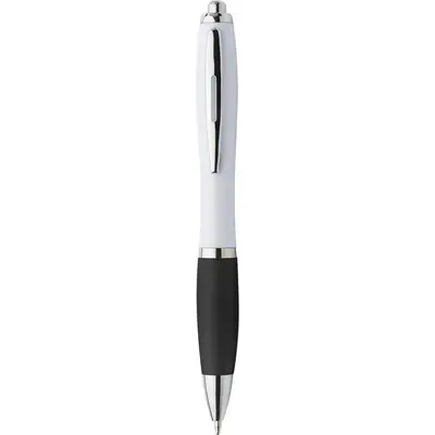 Długopis z kolorowym gumowym uchwytem - czarny