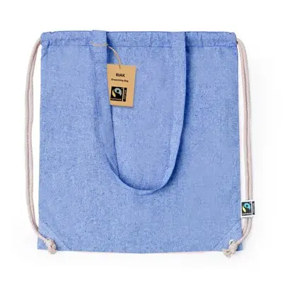 Worek ze sznurkiem z bawełny z recyklingu torba na zakupy kolor niebieski